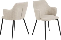 Eetkamerstoel Sebastien Basel Met Armleuning Beige - Giga Living