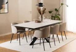 Eetkamerstoel Skive Met Armleuning Beige/Zwart Basel - Giga Living