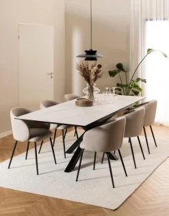 Eetkamerstoel Skive Met Armleuning Beige/Zwart Basel - Giga Living