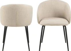 Eetkamerstoel Skive Met Armleuning Beige/Zwart Basel - Giga Living
