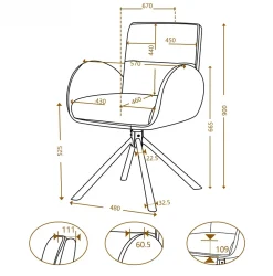 Eetkamerstoel Tina Beige Draaibaar - Giga Meubel