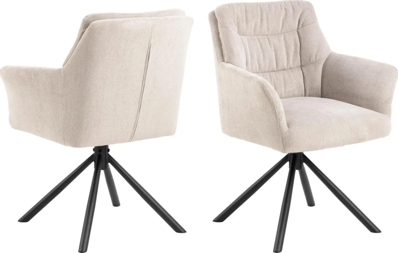Eetkamerstoel Traska Met Armleuning Beige Caso - Giga Living