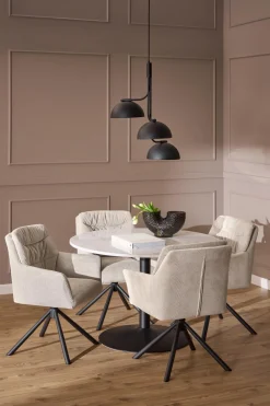 Eetkamerstoel Traska Met Armleuning Beige Caso - Giga Living