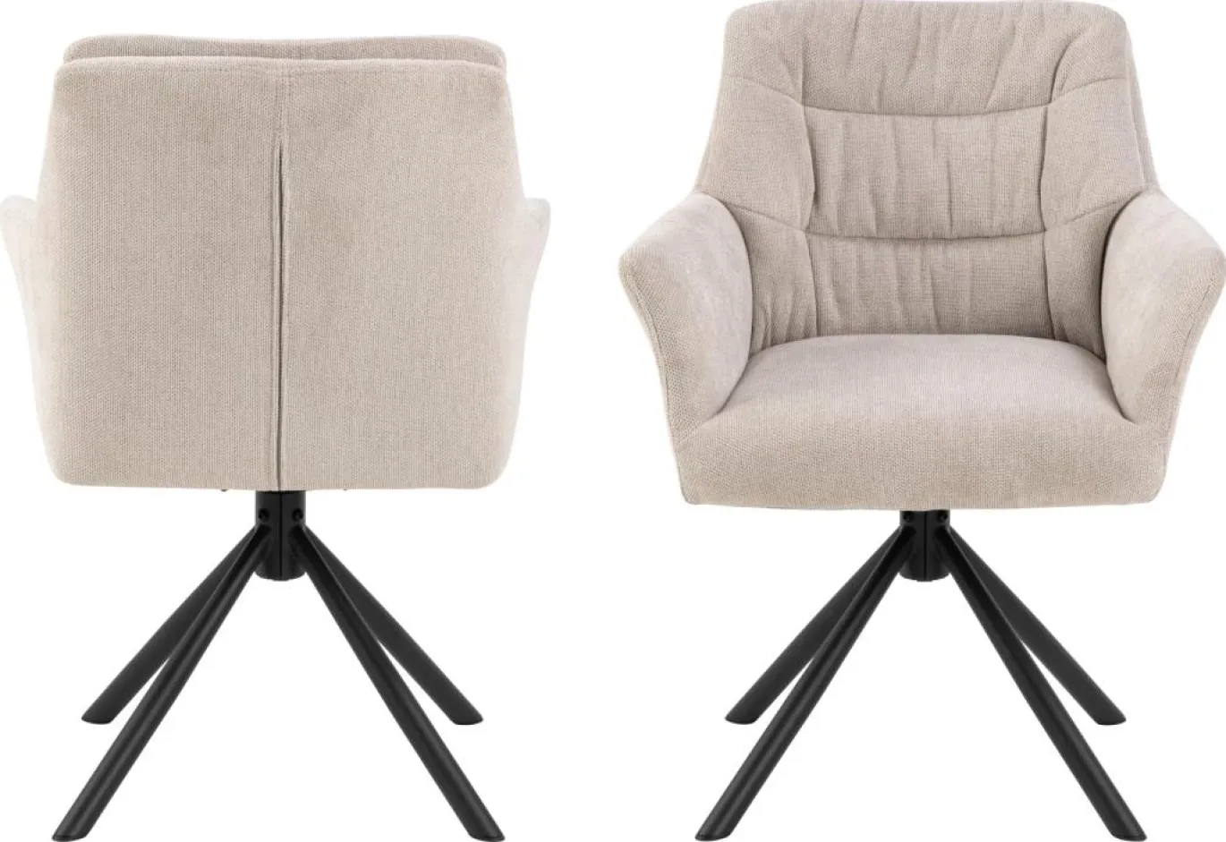 Eetkamerstoel Traska Met Armleuning Beige Caso - Giga Living
