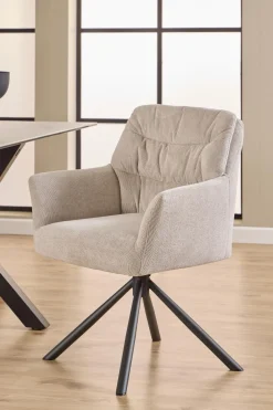 Eetkamerstoel Traska Met Armleuning Beige Caso - Giga Living