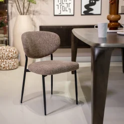 Eetkamerstoel Vajèn Taupe Chenille - Giga Meubel