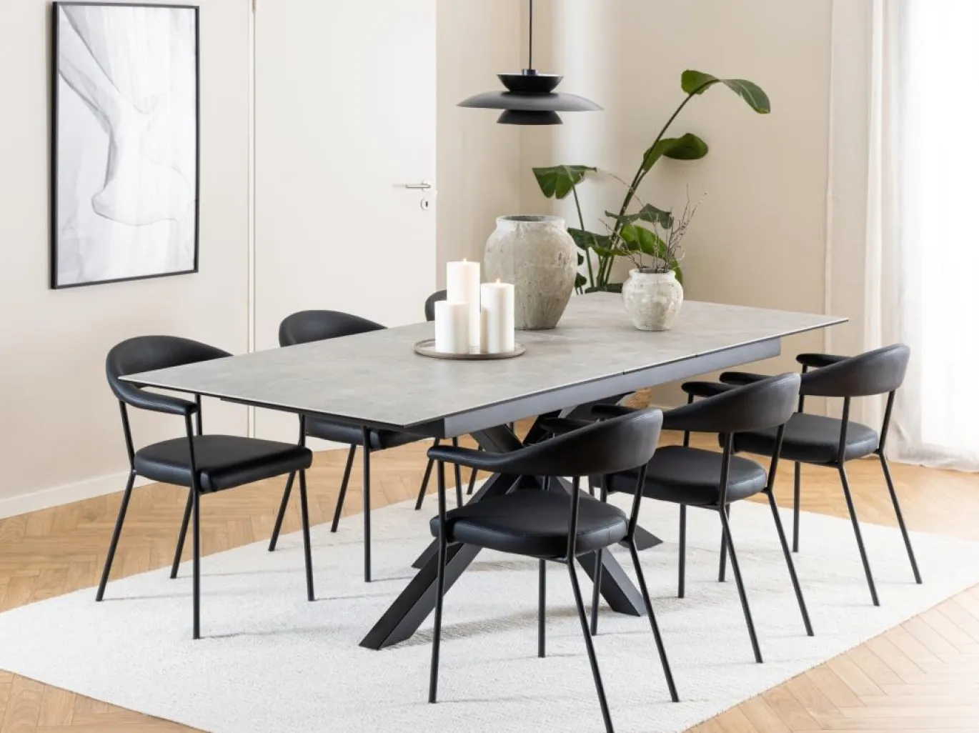 Eetkamerstoel Vansta Met Armleuning Zwart Pu - Giga Living