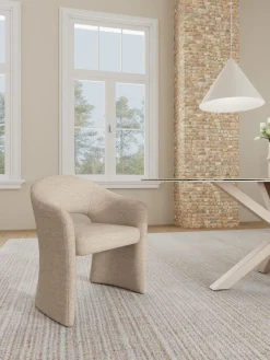 Eetkamerstoel Viona Met Armleuning Cona Beige - Giga Living