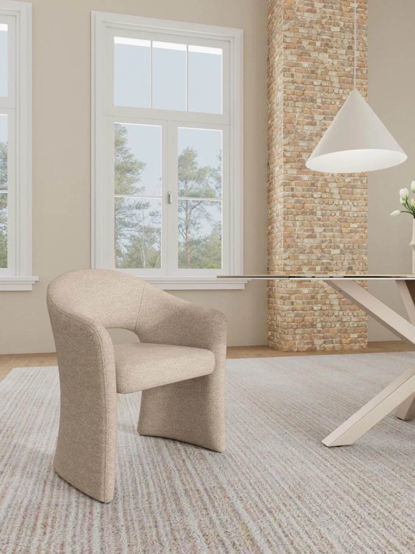 Eetkamerstoel Viona Met Armleuning Cona Beige - Giga Living