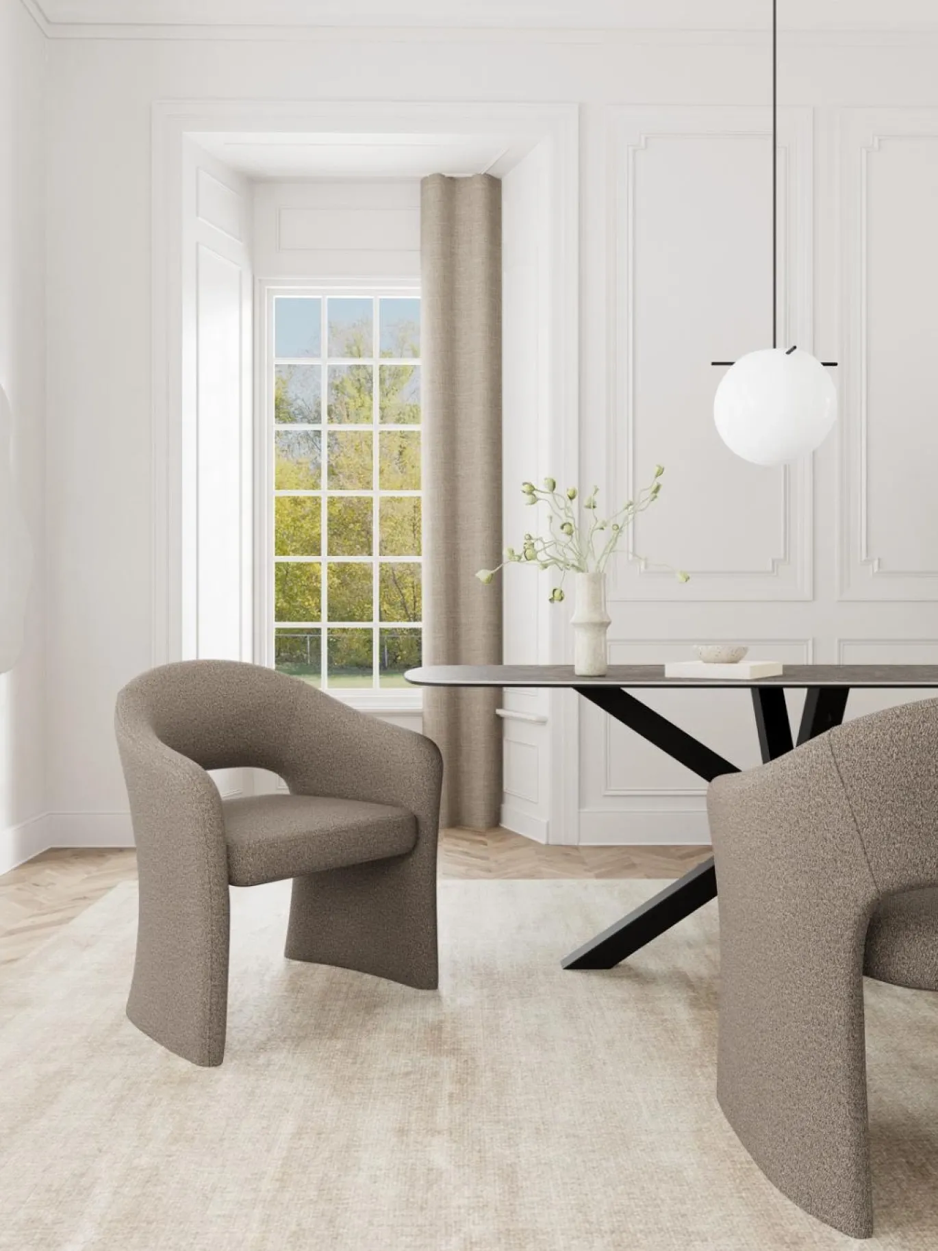 Eetkamerstoel Viona Met Armleuning Cona Taupe - Giga Living