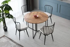 Eetkamerstoel Yildiz Velvet Wit/Zwart Set van 2