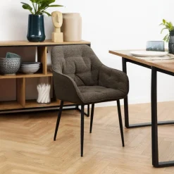 Eetkamerstoel Zion met Armleuning Taupe - Giga Living