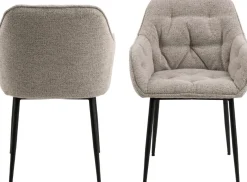 Eetkamerstoel Zion Monza Met Armleuning Beige - Giga Living