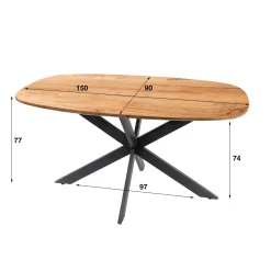 Eetkamertafel Arhus Deens Ovaal Naturel 150cm - Giga Meubel