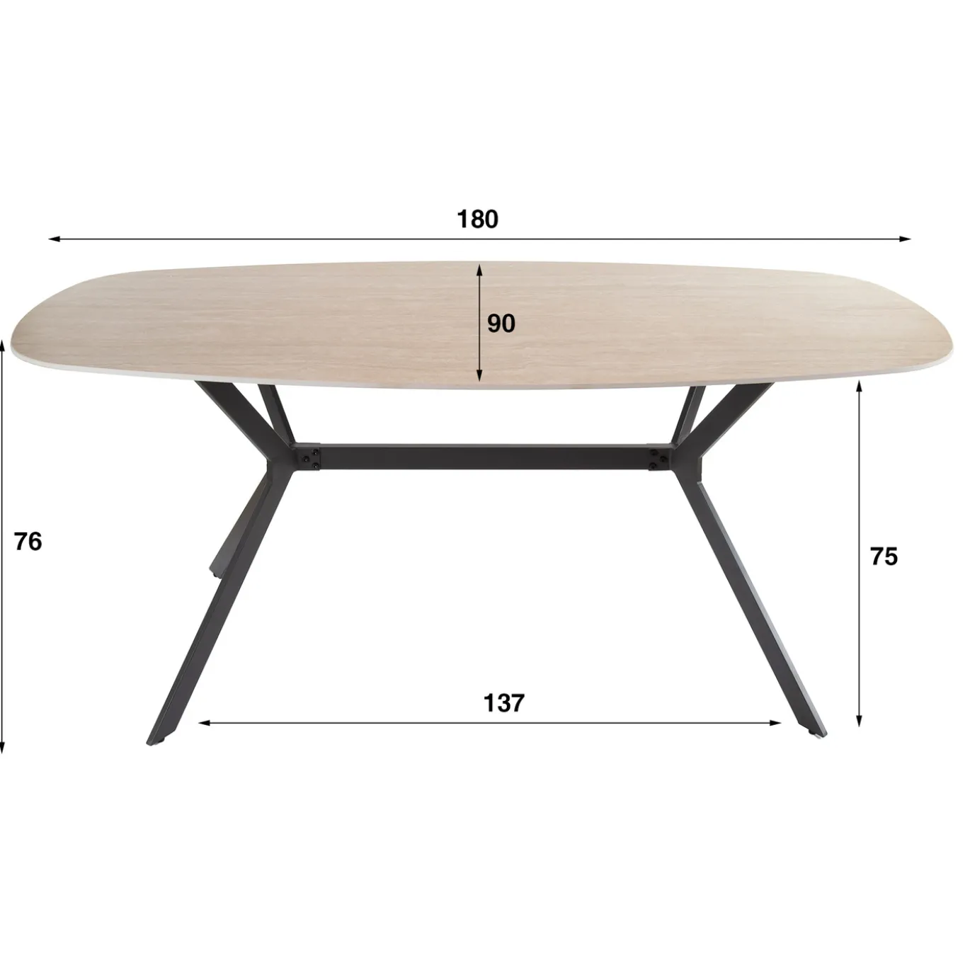 Eetkamertafel Ceramic Deens Ovaal Travertinlook 180cm - Giga Meubel