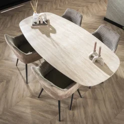Eetkamertafel Ceramic Deens Ovaal Travertinlook 180cm - Giga Meubel