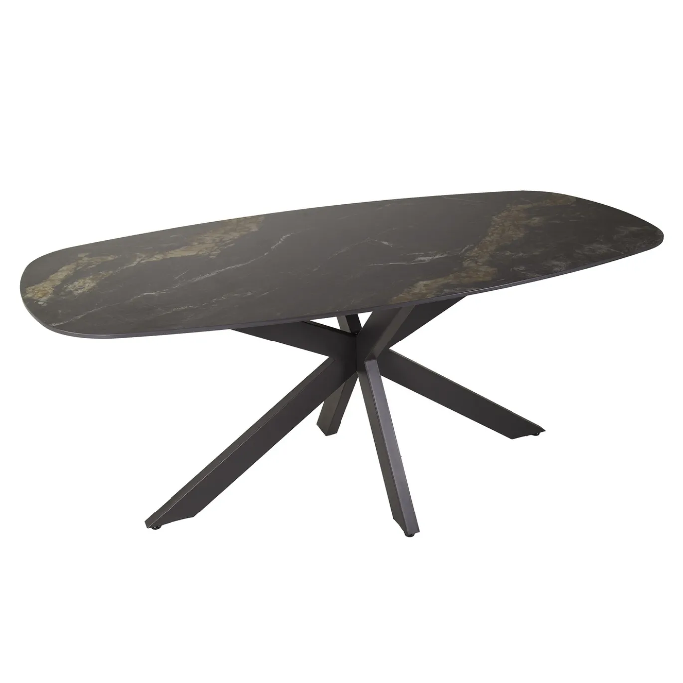 Eetkamertafel Ceramic Fossil Deens Ovaal Zwart 180cm - Giga Meubel