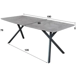 Eetkamertafel 190cm Betonlook - Giga Meubel