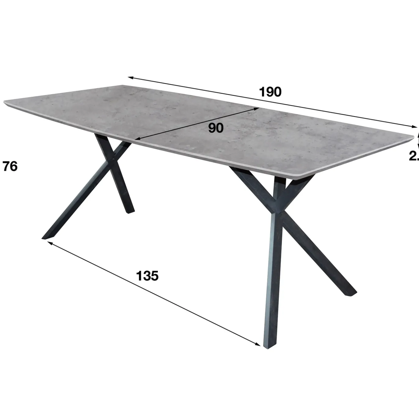 Eetkamertafel 190cm Betonlook - Giga Meubel