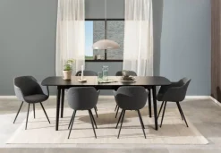 Eetkamertafel Gradje Rechthoekig Eiken Zwart Uitschuifbaar - Giga Living