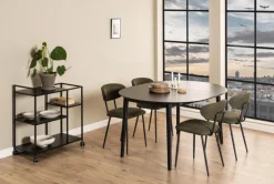 Eetkamertafel Gradje Rond Eiken Zwart Uitschuifbaar - Giga Living