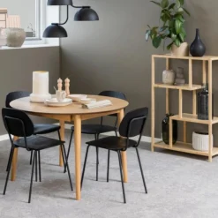 Eetkamertafel Gradje Rond Eiken Naturel Uitschuifbaar - Giga Living