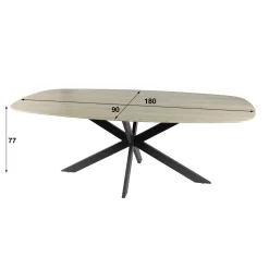 Eetkamertafel Romano Deens Ovaal Travertinlook 180cm - Giga Meubel