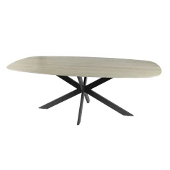 Eetkamertafel Romano Deens Ovaal Travertinlook 180cm - Giga Meubel