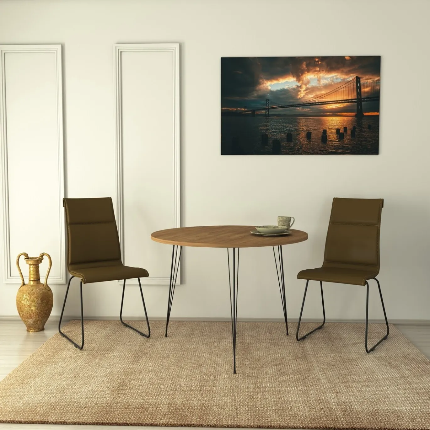 Eetkamertafel Sandalf Melamine Caucasian Eiken