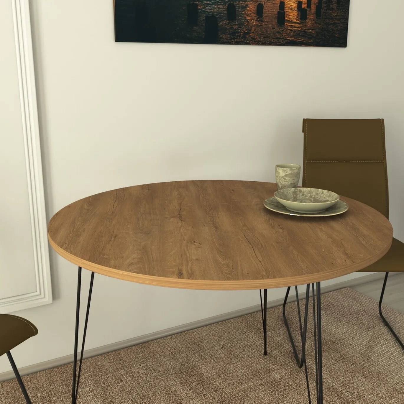 Eetkamertafel Sandalf Melamine Caucasian Eiken