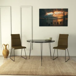 Eetkamertafel Sandalf Melamine Zwart Wit
