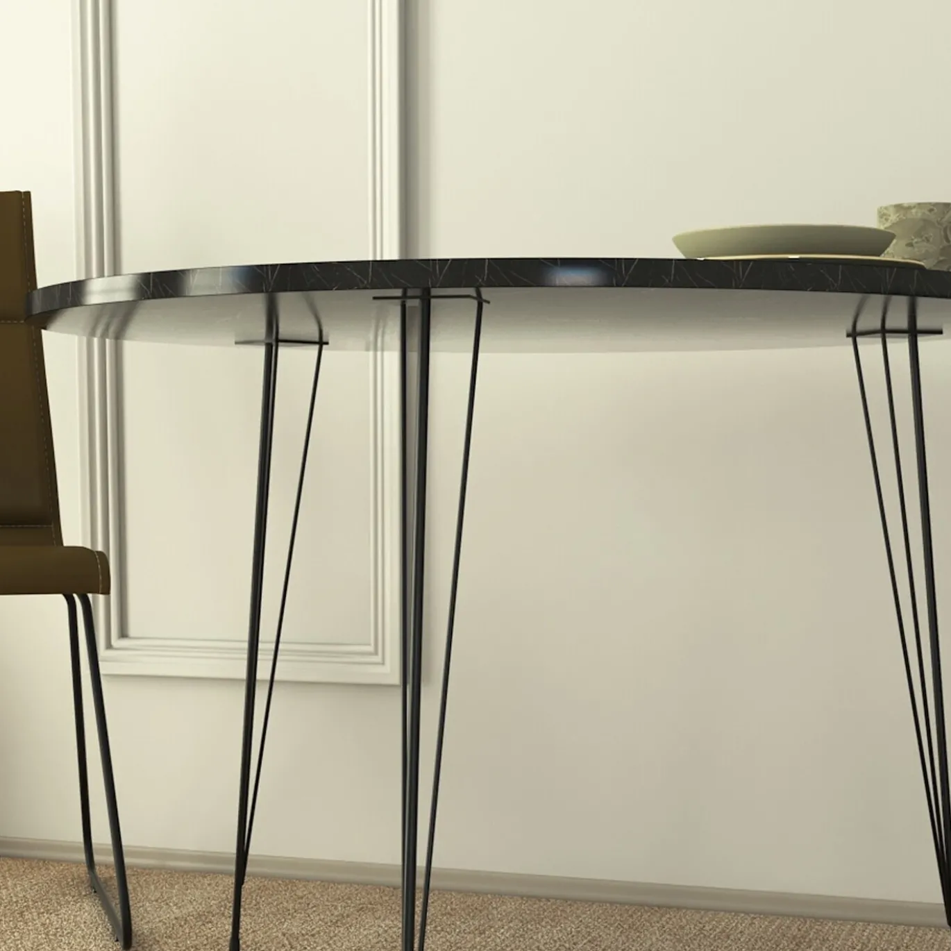 Eetkamertafel Sandalf Melamine Zwart Wit