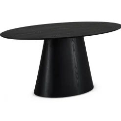 Eetkamertafel Tango Ovaal 160x90cm Zwart Eiken - Giga Meubel