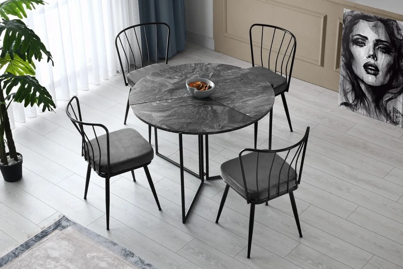 Eetkamertafel Yaprak Melamine Antraciet