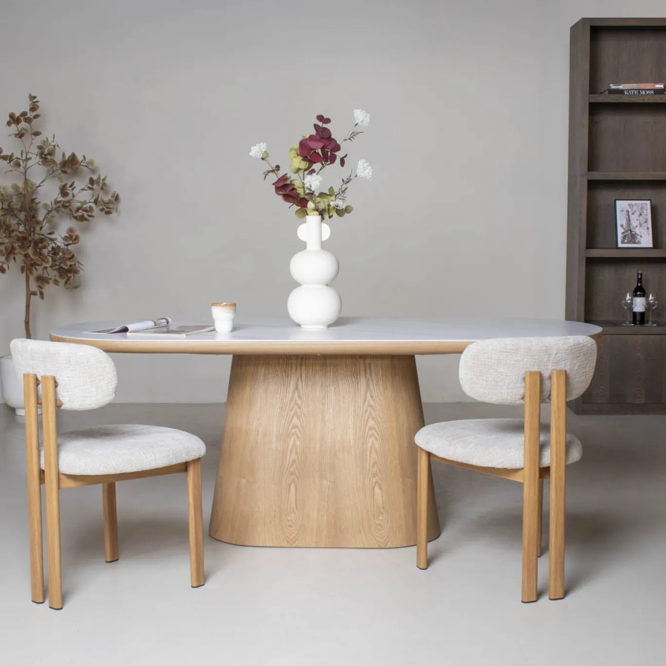 Eettafel Alba Naturel Marmer 200cm Ovaal - Giga Meubel
