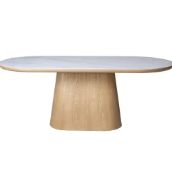 Eettafel Alba Naturel Marmer 200cm Ovaal - Giga Meubel