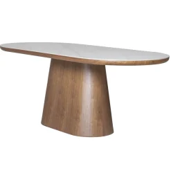 Eettafel Alba Walnoot Marmer 200cm Ovaal - Giga Meubel