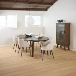 Eettafel Annie Eikenfineer Smoke Ø120/220x75cm - Giga Living