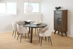 Eettafel Annie Eikenfineer Smoke Ø120/220x75cm - Giga Living
