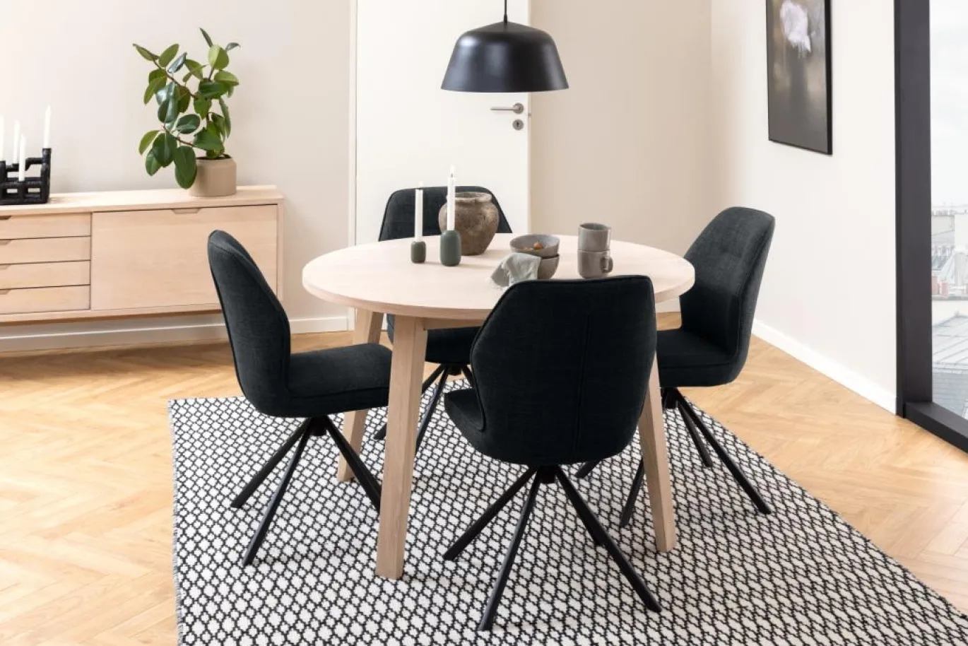 Eettafel Annie Eikenfineer Wit Ø120/220x75cm - Giga Living