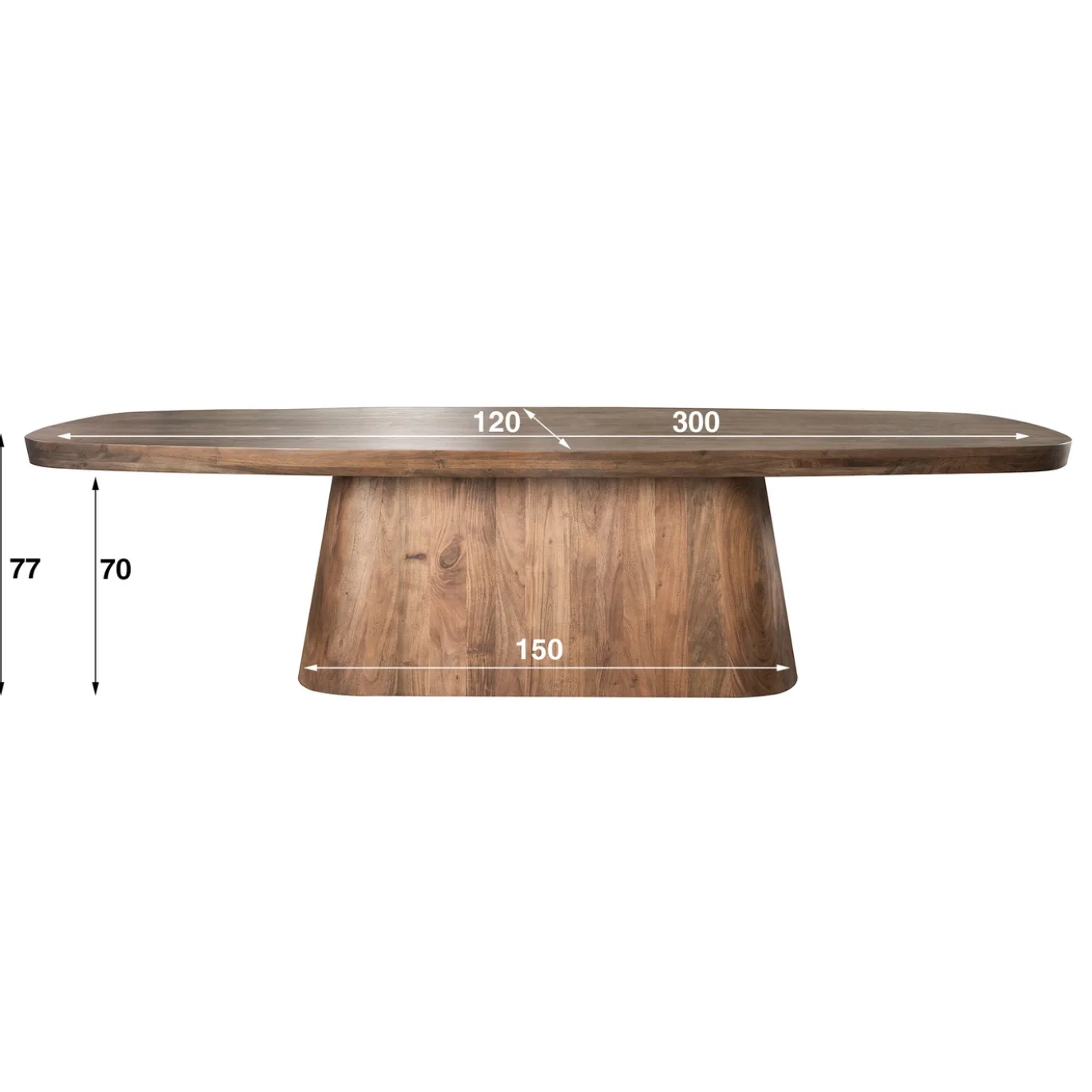 Eettafel Arcadia Deens Ovaal Acacia Bruin 300cm - Giga Meubel