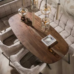 Eettafel Arhus Solid Deens Ovaal Acaciahout Bruin 150cm - Giga Meubel