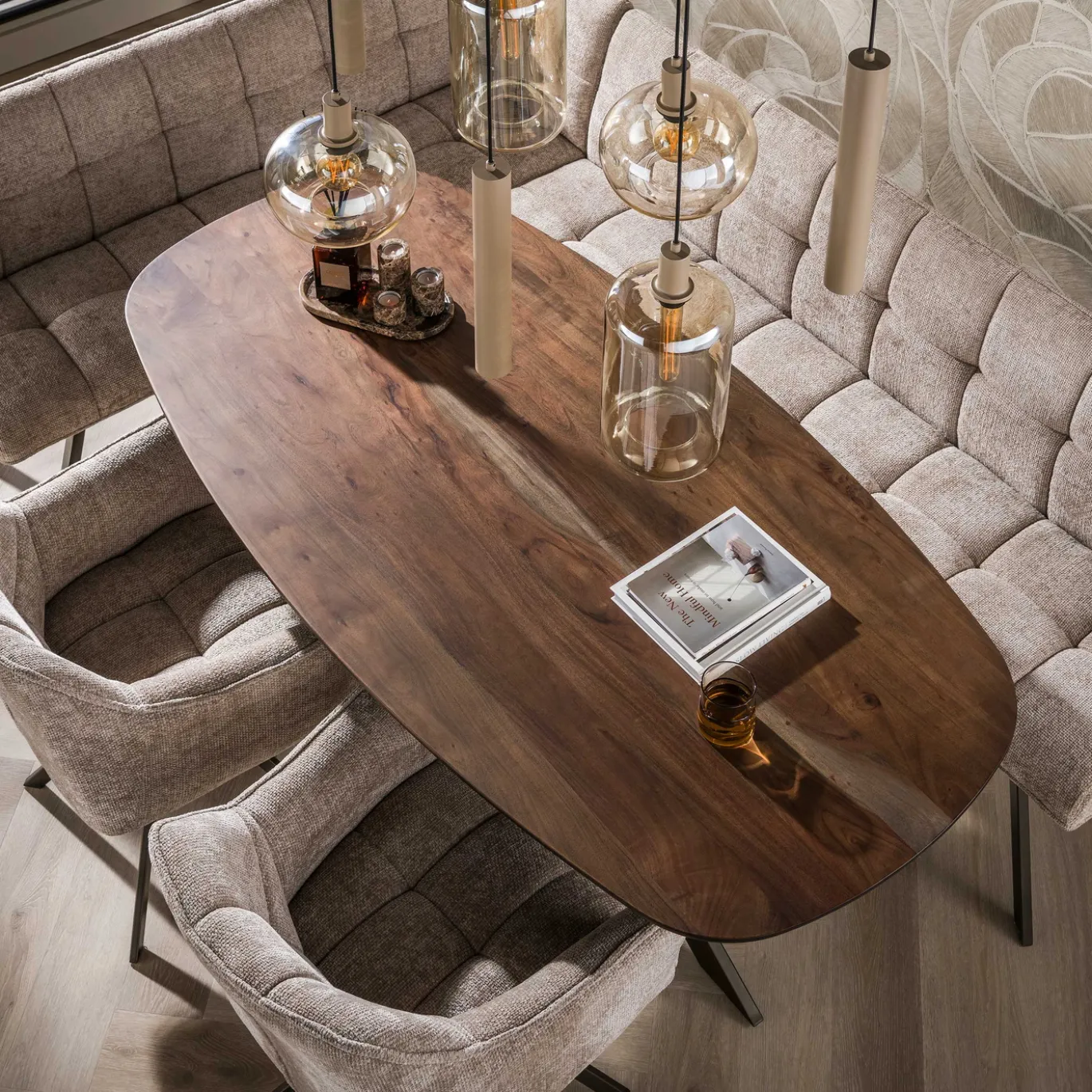 Eettafel Arhus Solid Deens Ovaal Acaciahout Bruin 150cm - Giga Meubel