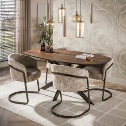 Eettafel Arhus Solid Deens Ovaal Acaciahout Bruin 150cm - Giga Meubel
