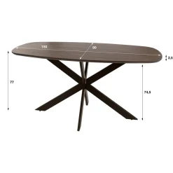 Eettafel Arhus Solid Deens Ovaal Acaciahout Bruin 150cm - Giga Meubel
