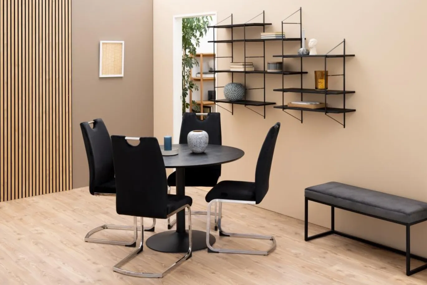 Eettafel Aurora MDF Zwart Ø110cm - Giga Living