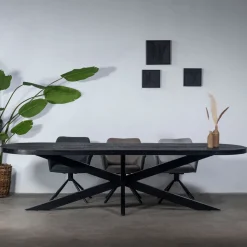 Eettafel Barn Ovaal Zwart Mangohout 300cm - Giga Meubel