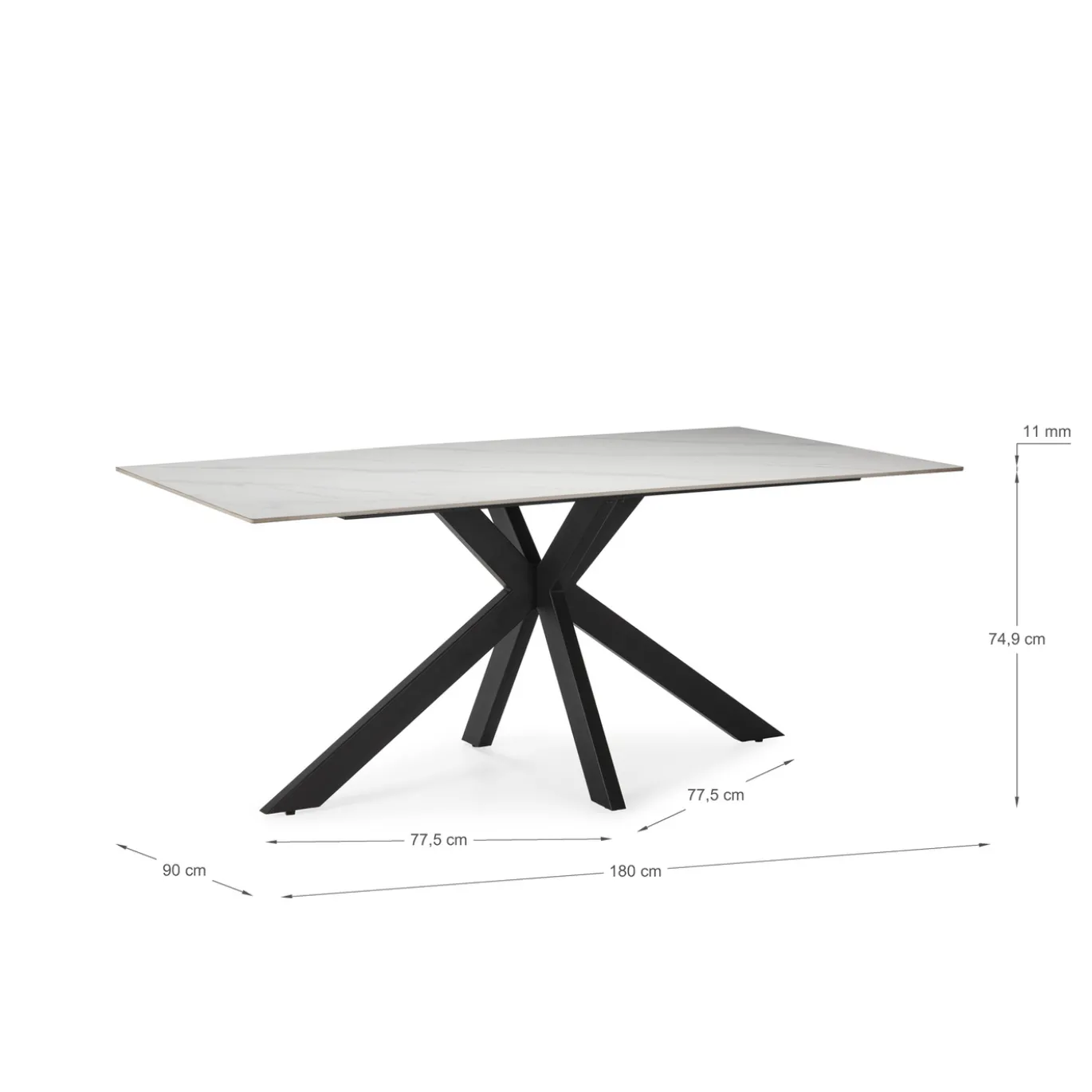 Eettafel Bimba Wit Keramiek Zwart - Giga Meubel