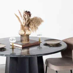 Eettafel Bodhi Rond Marmer Zwart 120cm - Giga Meubel