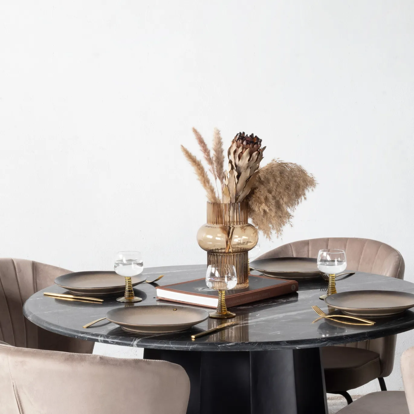 Eettafel Bodhi Rond Marmer Zwart 120cm - Giga Meubel